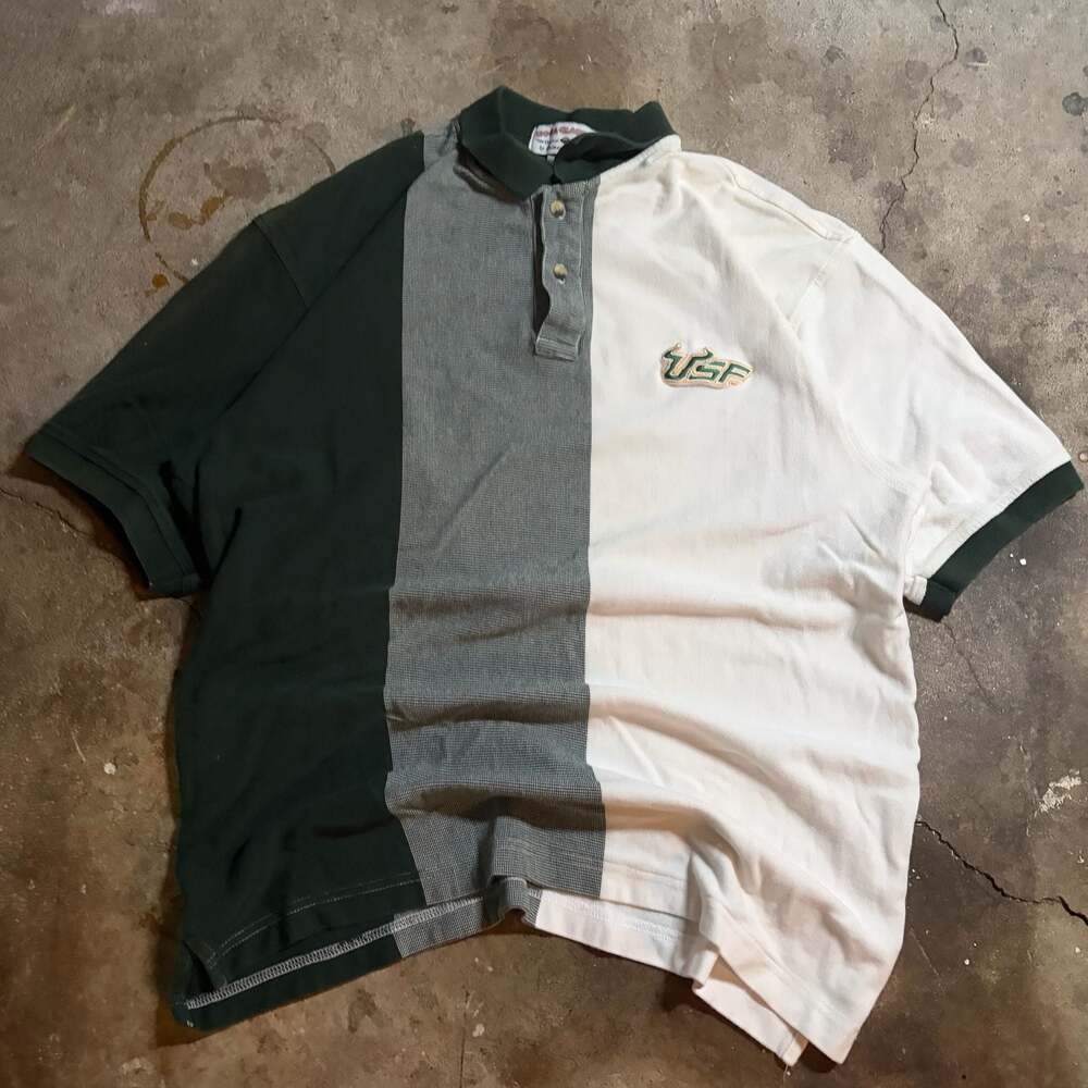 Vintage Boca Classics USF Bulls Color Block Polo Shirt Size L